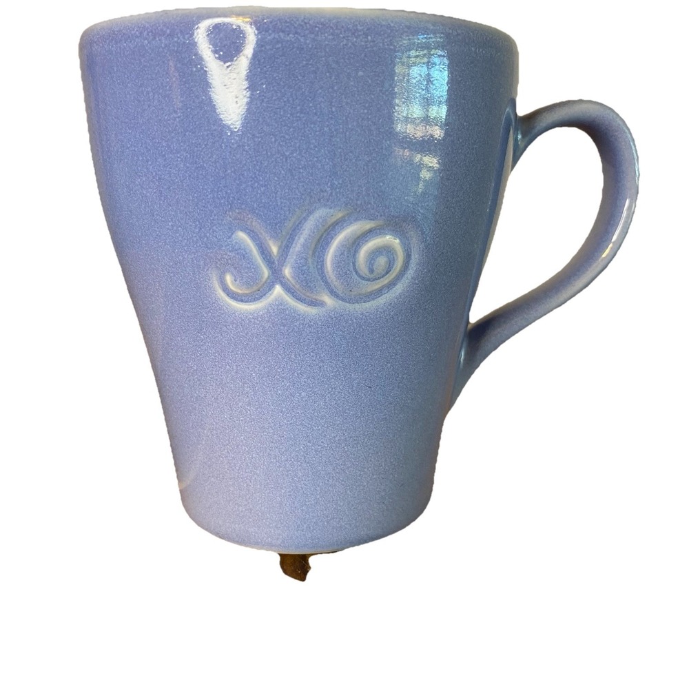 Starbucks 2006 Periwinkle Blue 15 oz. Ceramic Coffee Mug Embossed XO Hugs Kisses